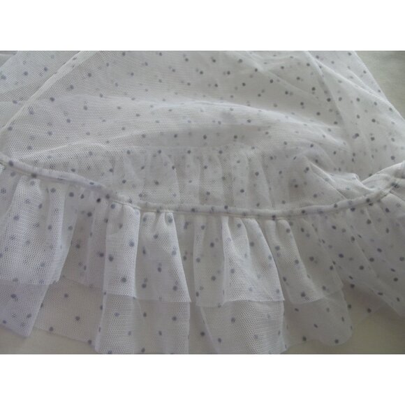 Frederick Medium Gown white purple mesh V-Neck Babydoll chemise nightie polkadot - Picture 7 of 8